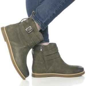 UGG Josefene Ankle Boots Distressed Suede Strap Booties Slate Green Size 9.5 NEW